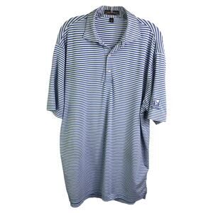 Peter Millar Golf Polo Shirt Mens Sz M Blue White Stripe Summer Comfort Collared